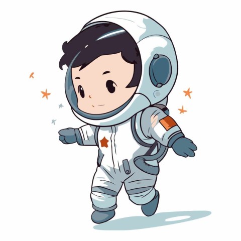 Cute little boy in space suit on white background.