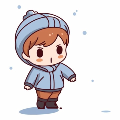 Boy in winter clothes. Cute cartoon style.