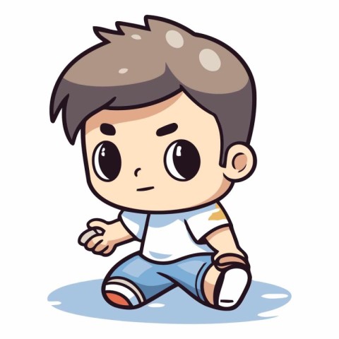 Cute Little Boy Wearing Casual Clothes Cartoon Vector Illustrati