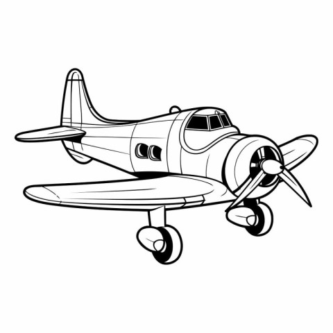 Retro airplane isolated on white background in cartoon style.