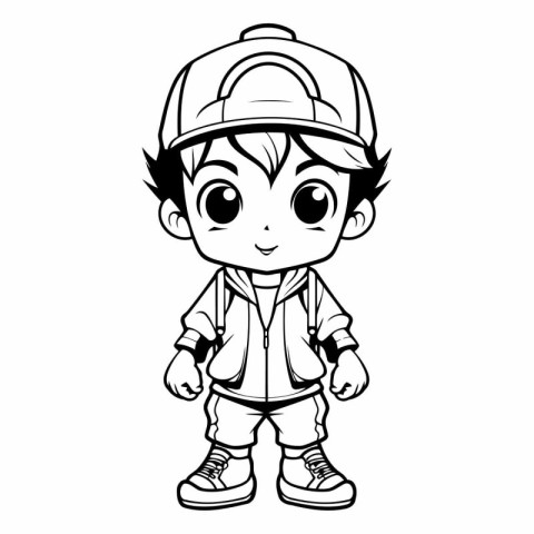 Cute little boy wearing baseball cap for coloring book