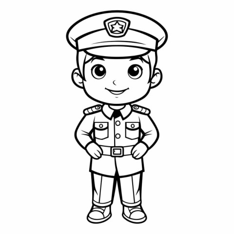 Coloring Book for Kids - Policeman Vector Illustration. Coloring