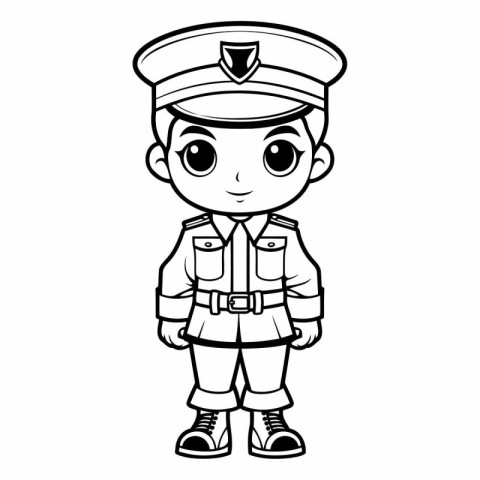 Black and White Cartoon Illustration of Cute Little Sailor Boy C