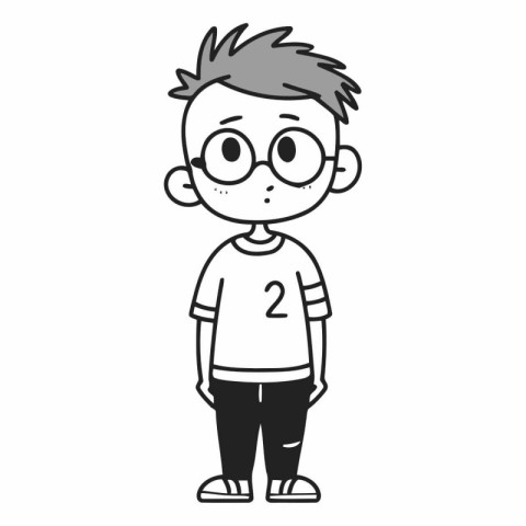 cute boy with glasses cartoon vector illustration graphic design