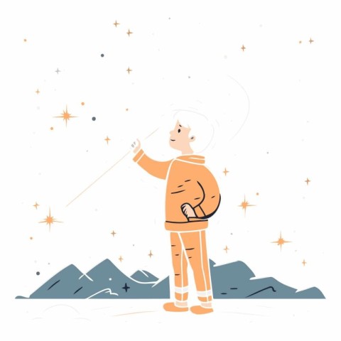 Astronaut in outer space in flat style.