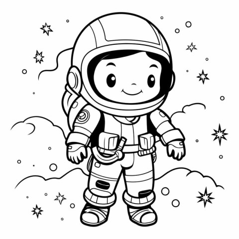 Coloring book for children: astronaut in space.