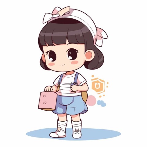 Cute girl with bag of cute little girl.