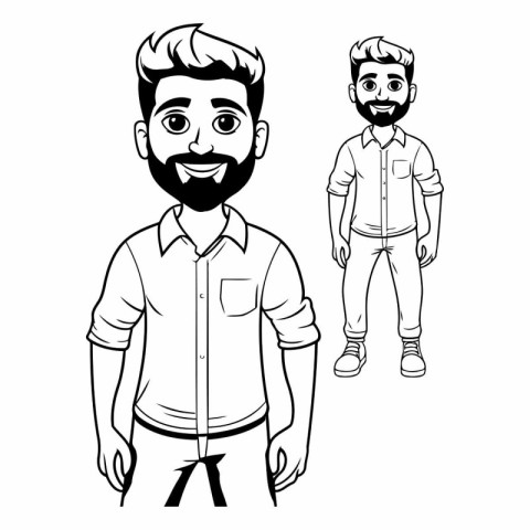 young man with beard and mustache cartoon vector illustration gr