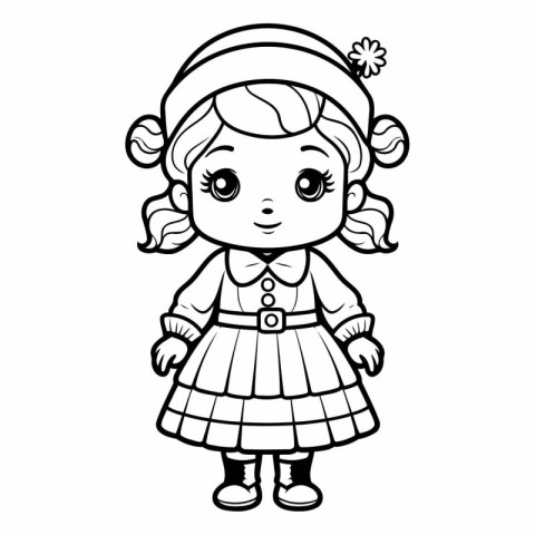 Coloring book for children: Cute girl in a national dress