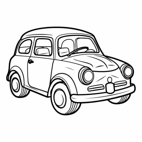 Retro car icon. Hand drawn illustration of retro car vector icon