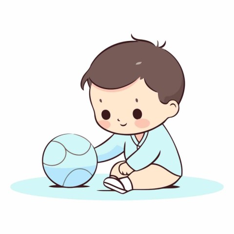 Illustration of Little Boy Playing Volleyball with a Soccer Ball