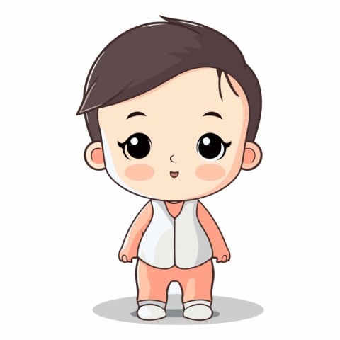 Cute baby boy in pajamas. Vector cartoon illustration.