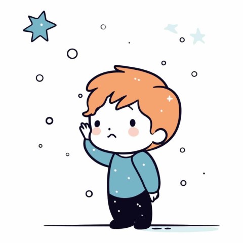 Cute Cartoon Boy Crying and Crying Vector Illustration.