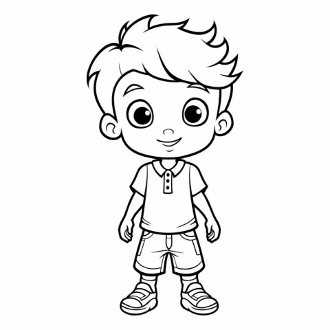 Cute little boy cartoon isolated on white background.