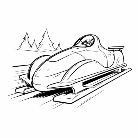 snowmobile in the mountains. sketch for your design