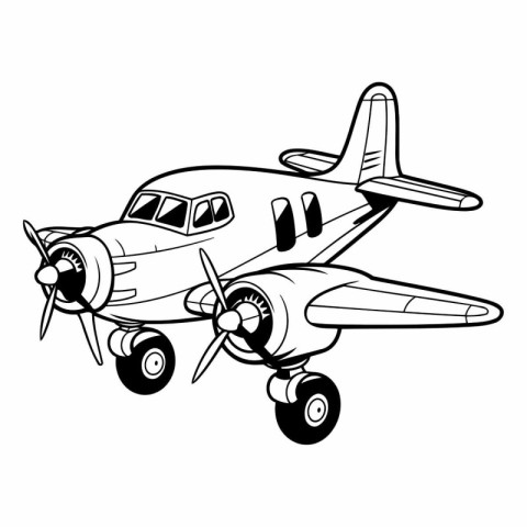 Vintage airplane vector icon.Cartoon vector icon isolated on whi