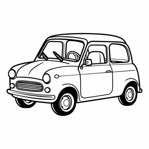 Retro car icon. Hand drawn illustration of retro car vector icon