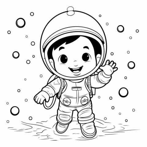 Cute cartoon astronaut for coloring book for children.