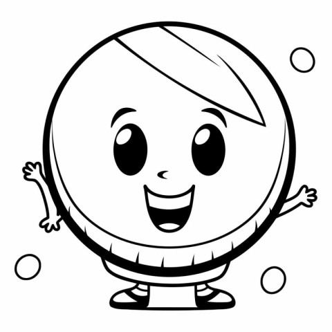 Black and White Cartoon Illustration of Cute Kid Boy Character M