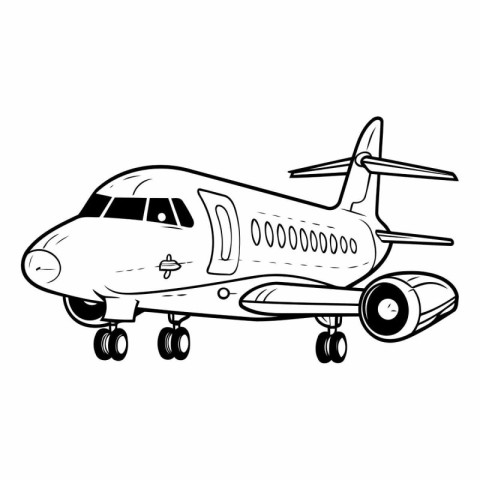 Airplane icon. Hand drawn illustration of plane vector icon for