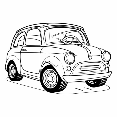 Retro car on a white background in sketch style.