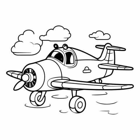 Cartoon plane. Coloring book for children.