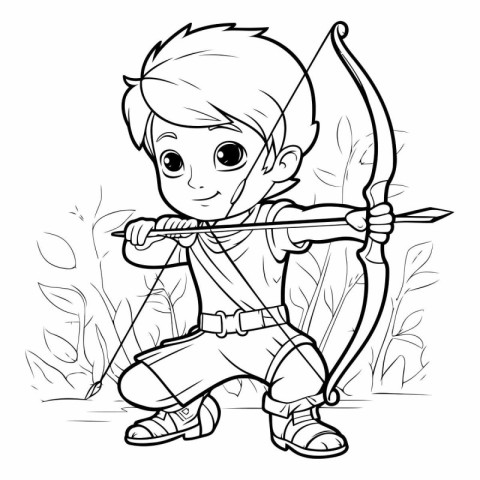 Cute boy with bow and arrow. sketch for your design