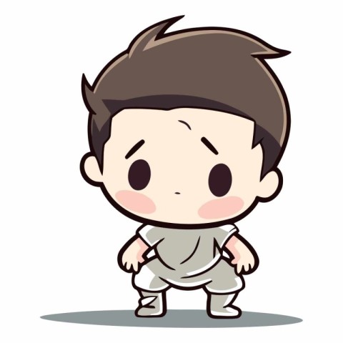 Boy Wearing Pajamas - Cute Cartoon Vector Illustration