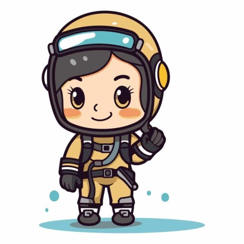 Astronaut boy in space suit. Cute cartoon vector illustration.