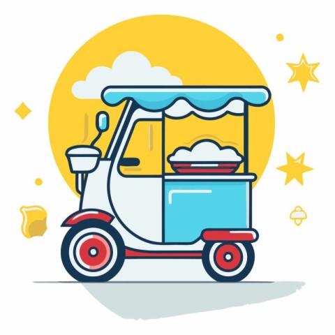 Tuk tuk icon. Flat design style with long shadow.