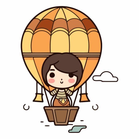 Cute little girl in a hot air balloon.