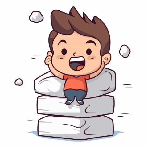 Boy sleeping on stack of money. Vector flat cartoon character il