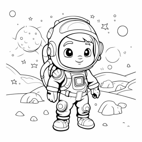 Coloring book for children: astronaut in space.