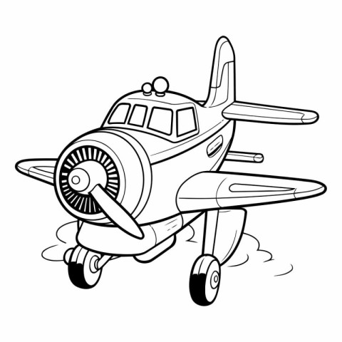 Vector illustration of a cartoon plane. Coloring book for childr