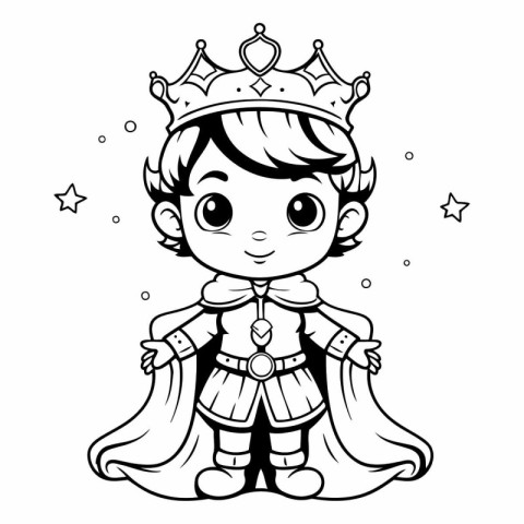 Cute cartoon prince. Coloring book for children.