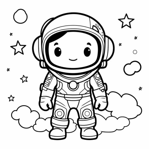 Coloring book for children: astronaut in spacesuit