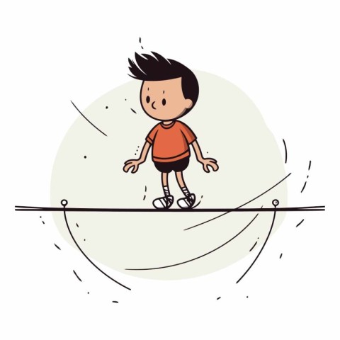 Boy skating on skateboard in doodle style.