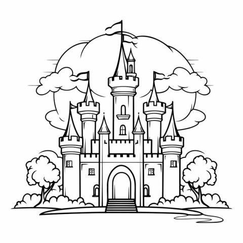 Castle icon. Fairytale kingdom fairytale and fantasy theme. Isol