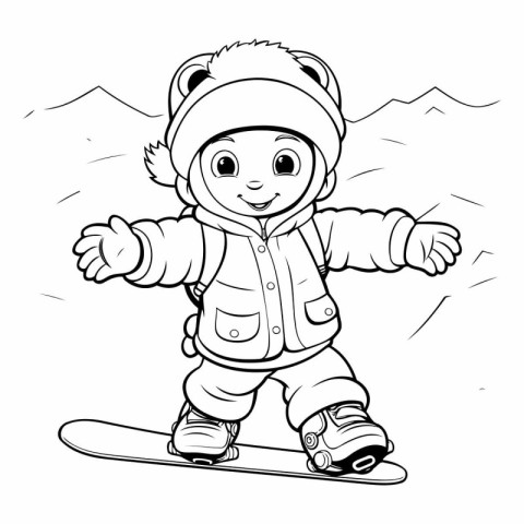 Snowboarder - Coloring Page Outline Of a Cartoon Character