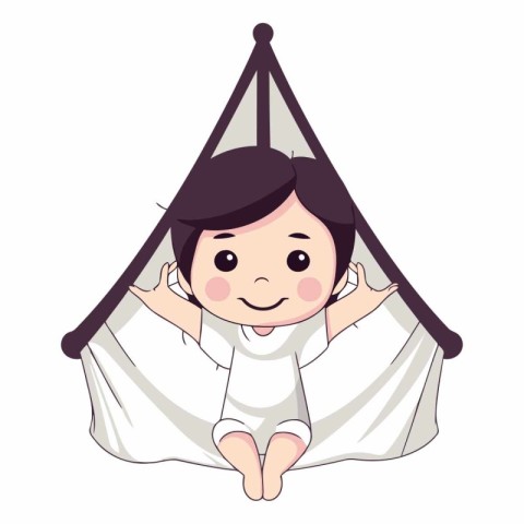 Cute baby boy sleeping in a hammock.