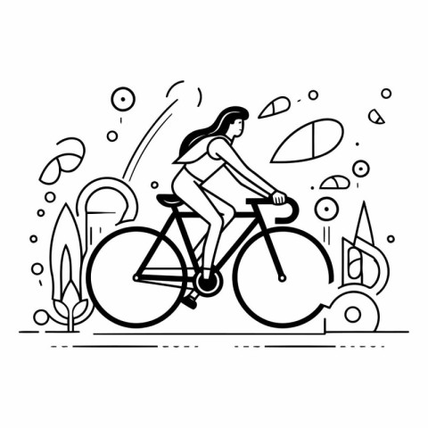 Cyclist in the park in linear style.