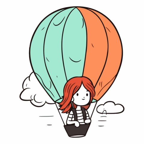 Girl in hot air balloon of a girl in hot air balloon.