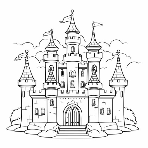 Castle cartoon icon. Fairytale fantasy kingdom and fairytale the
