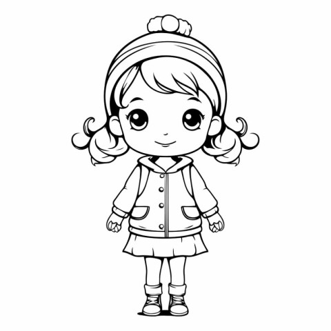 Coloring book for children: Cute little girl.