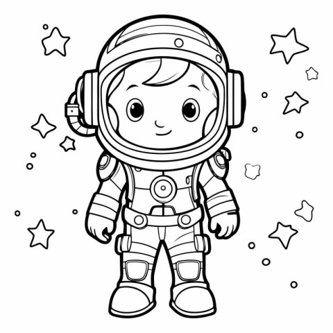 Coloring book for children: astronaut in space suit.