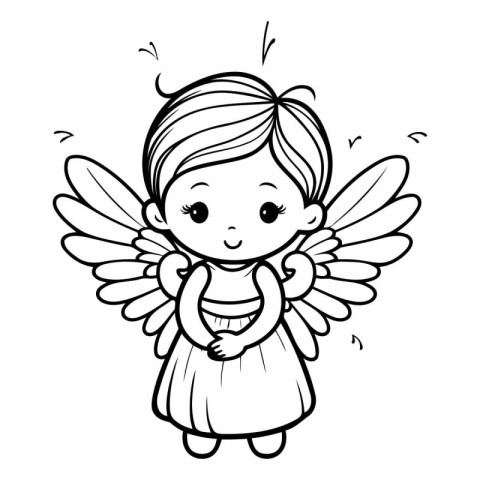 Coloring book for children: little angel girl.