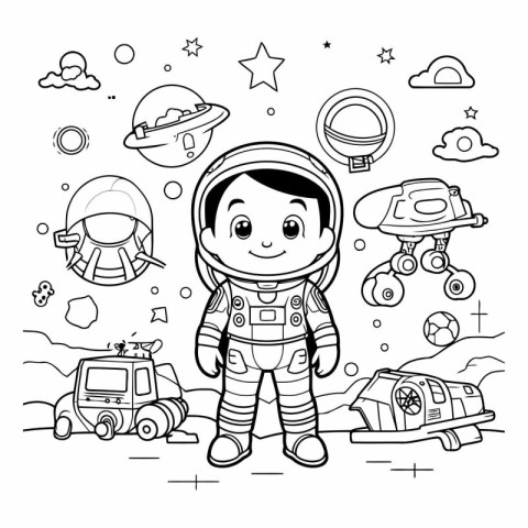 Coloring book for children: astronaut in spacesuit