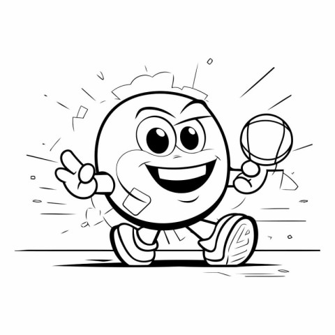 Cartoon Illustration of Funny Kid Boy Character Waving for Color