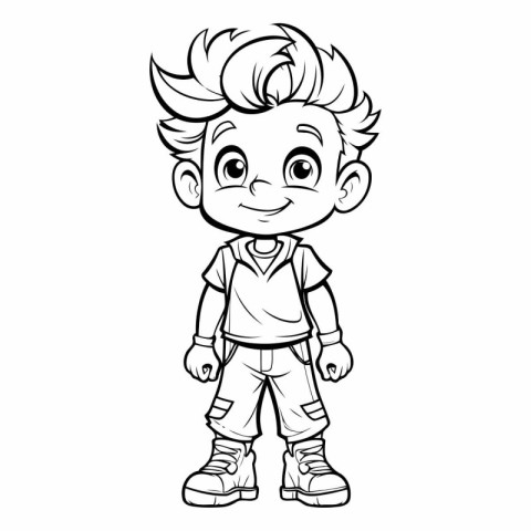 Cute Boy Cartoon Character Mascot Design Vector Illustration.