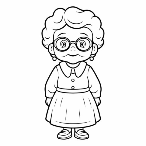 Coloring book for children - Grandmother in a dress and glasses